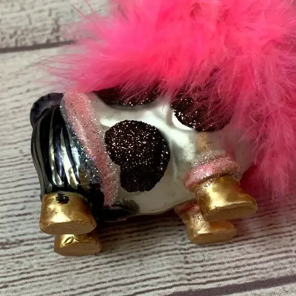 Yorkshire Terrier Dog Glass Christmas Tree Ornament Ballerina Feather Boa Yorkie - Picture 7 of 16